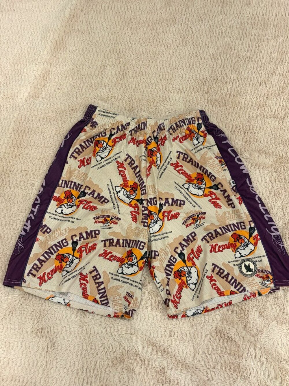 Flow Society Morning Flow Lacrosse Shorts L Mesh All Over Print Novelty Rooster